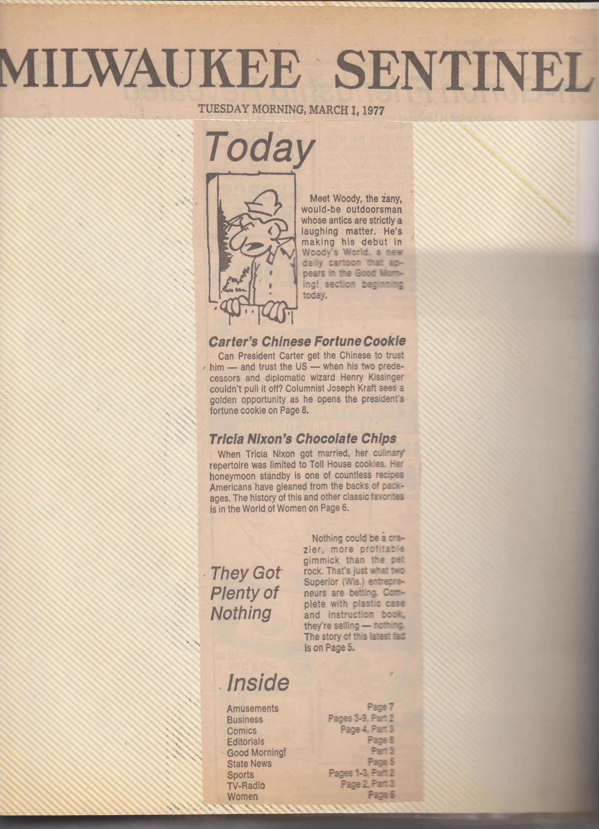 Milwaukee Sentinel Page 1 (March 1, 1977)