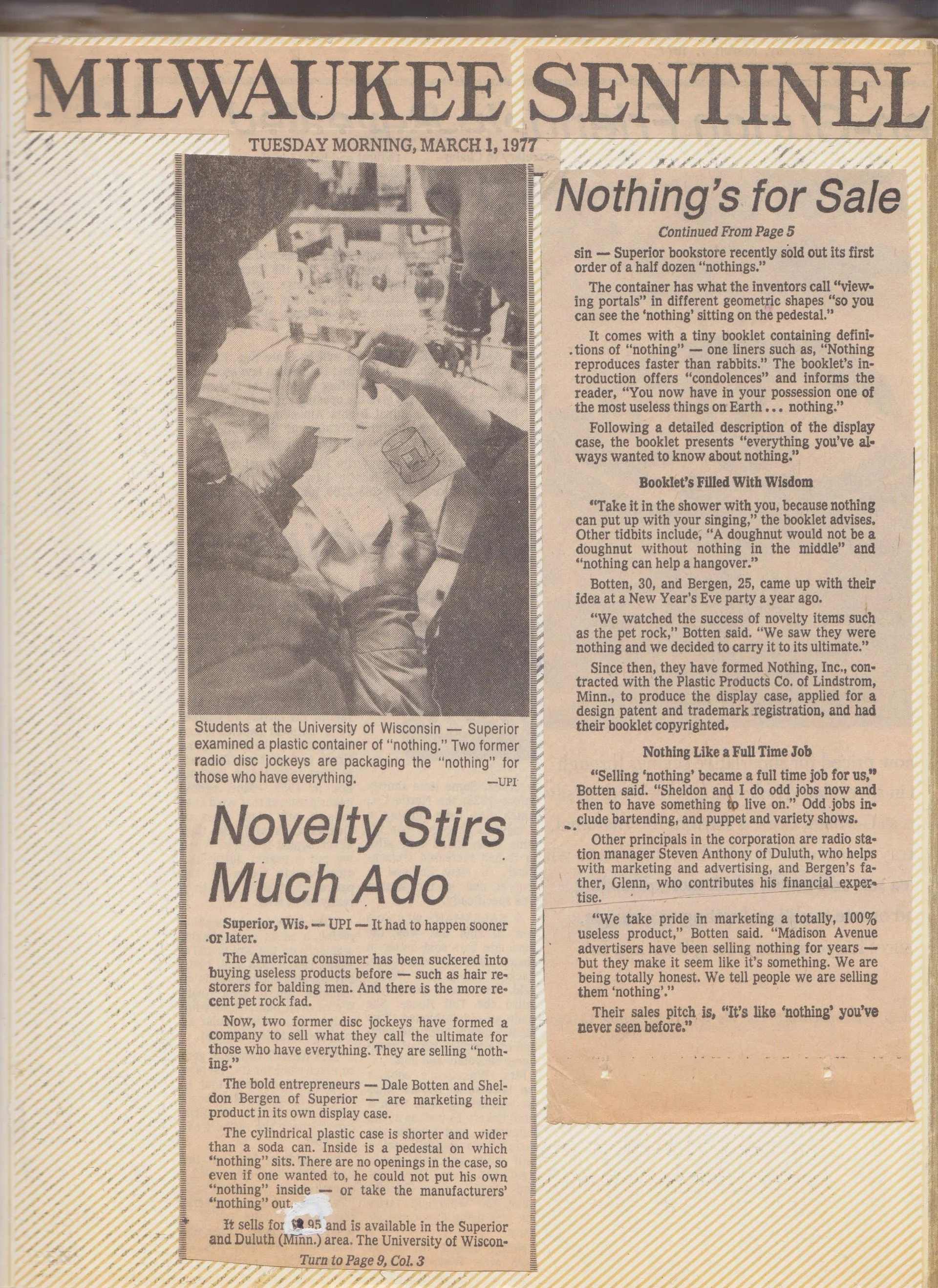 Milwaukee Sentinel Page 2 (March 1, 1977)