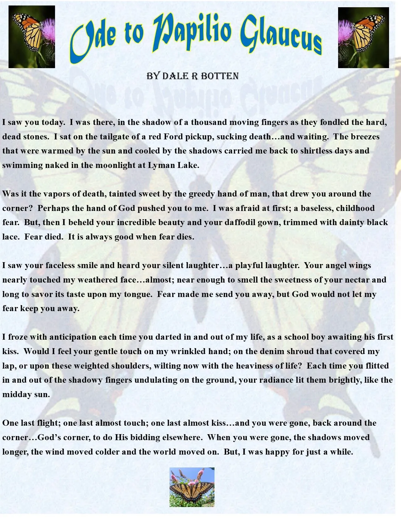 Ode to Papilio Glaucus Poster