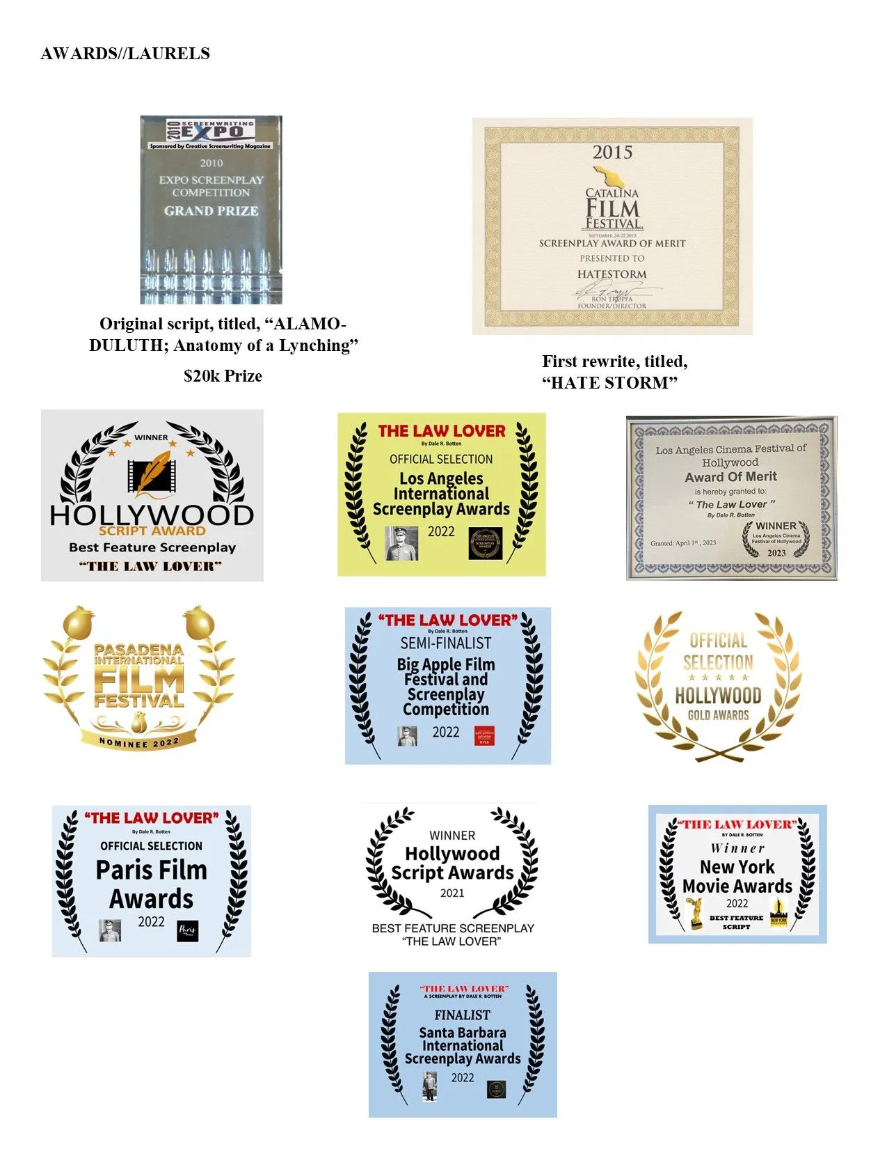 The Law Lover Awards and Laurels Grid